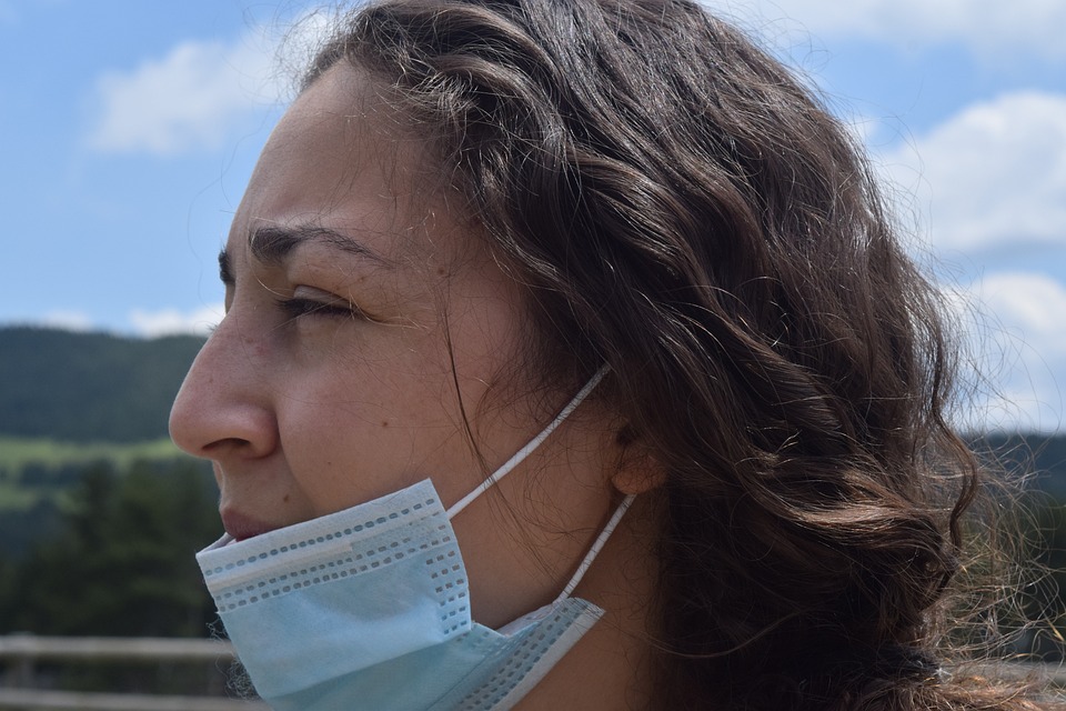 Mujer, Joven, Chica, Tapabocas, Barbijo, Niña, Mirada