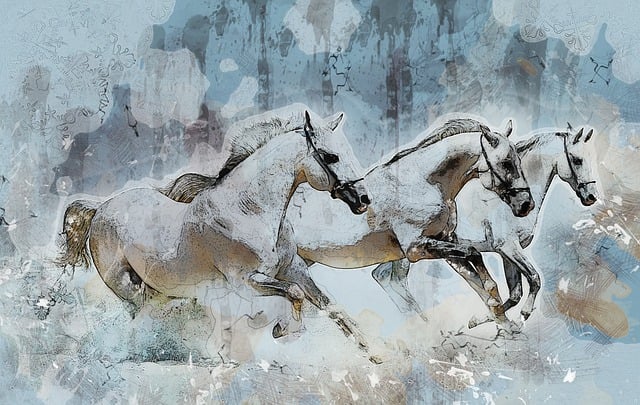 Free horses stampede running illustration