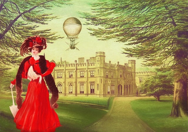 Free park lady castle illustration