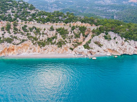 Oceano, Praia, Montanhas, Agua, Areia