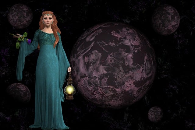 Free women planets candle illustration