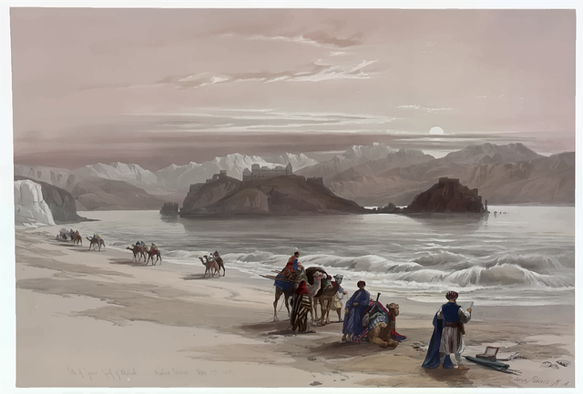 Free beach camels caravan vector
