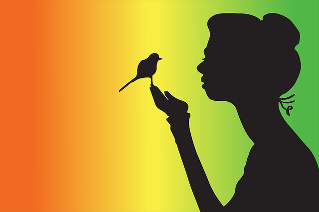 Free woman bird silhouette vector
