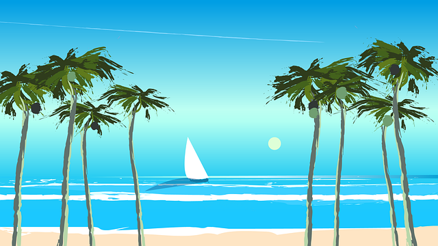 Free beach sea palms illustration