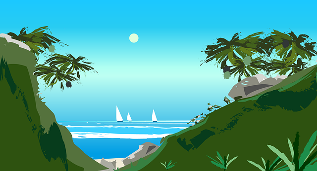 Meer, Insel, Boote, Segelboote, Segel