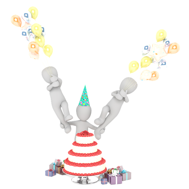 Feier, Kuchen, Luftballons, Geschenk