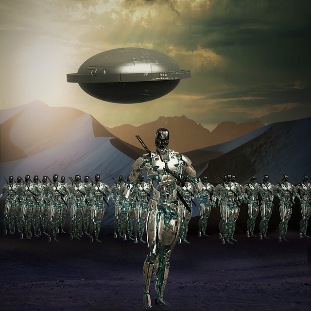 Free cyborg robot army illustration