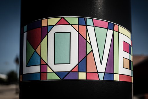 Liebe, Pole, Farben, Wörter, Draussen