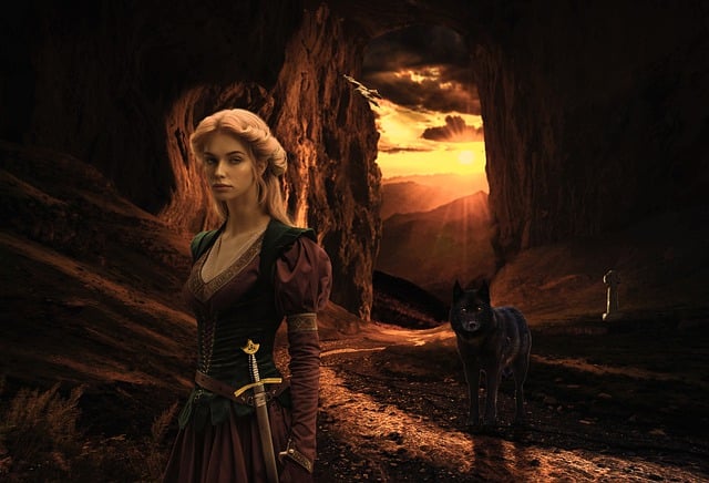 Free woman wolf celtic illustration