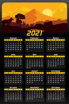 Calendar, Date, 2021, Days, Weeks