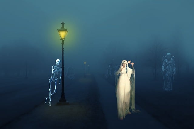 Free woman cemetery skeleton illustration