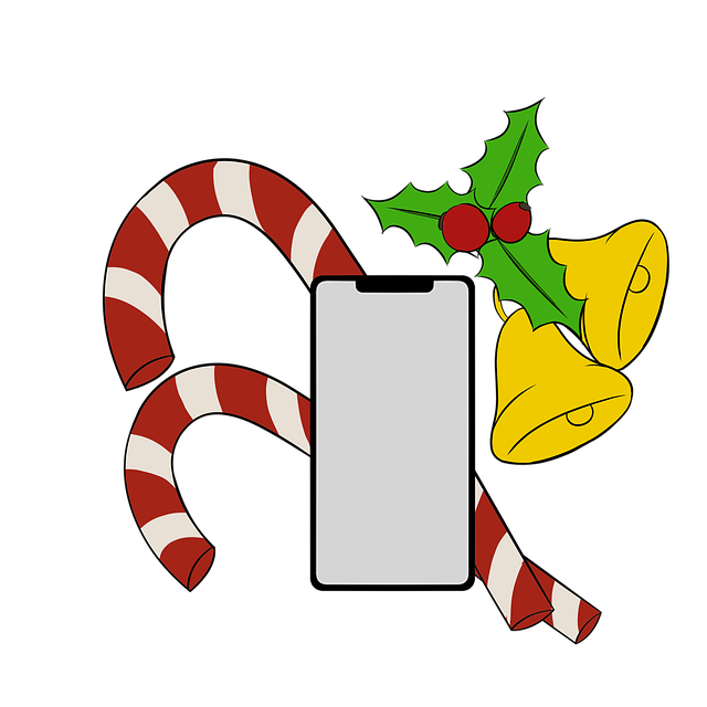Free candy cane bells mobile phone illustration