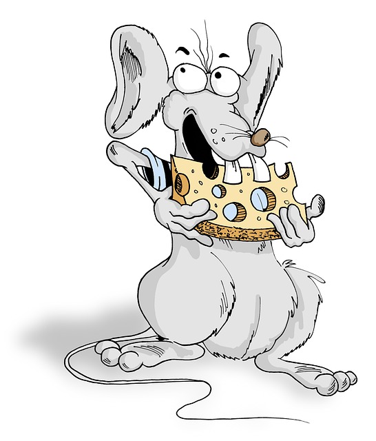 Free mouse cheese line art illustration