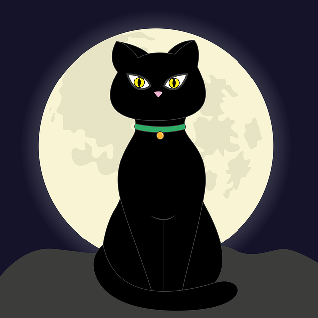 Free cat full moon night vector