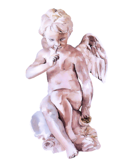 Anjo, Cupido, Aquarela, Estátua, Amor