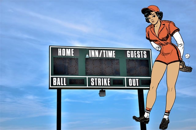 Free woman baseball scoreboard illustration