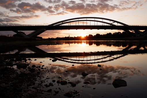 Fluss, Sonnenuntergang, Natur, Elbe