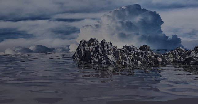 Mar, Rio, Névoa, Nuvens, Atmosfera