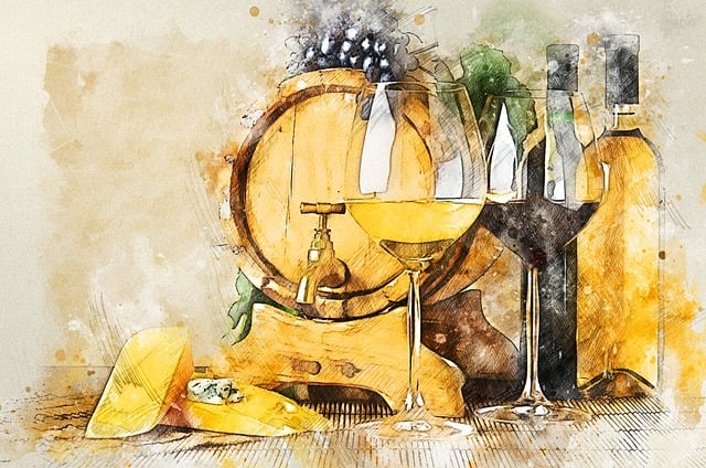 Free still life winery wine illustration
