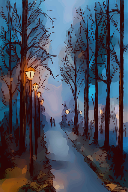 Free park night evening illustration