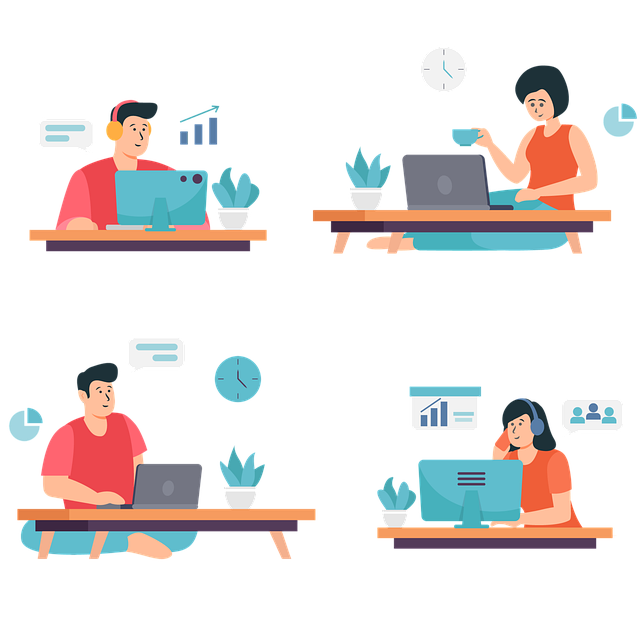 Free work remote office illustration