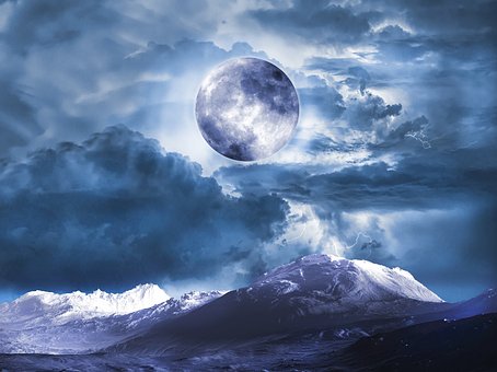 Lua, Tempestade, Noite, Nuvens