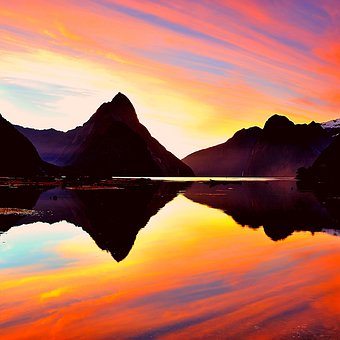 Natur, Sonnenuntergang, Rotes Wasser