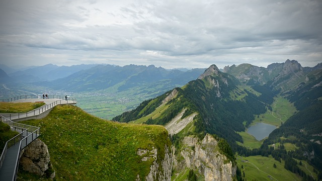 mountains, alps, landscape, switzerland, nature, lake, panorama, outlook, observation deck, mountain landscape