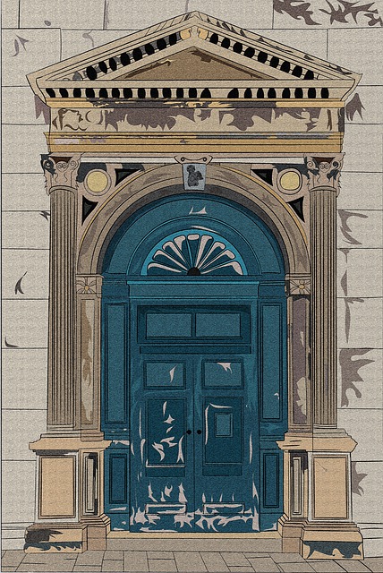 Free old door building illustration