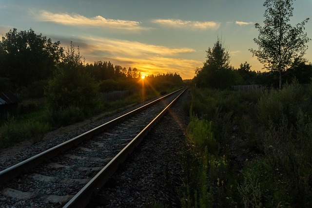 Eisenbahn, Sonnenuntergang, Himmel