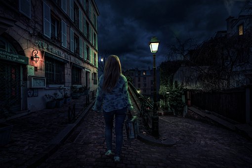 Vrouw, Meisje, Jong, Avond, Sfeer