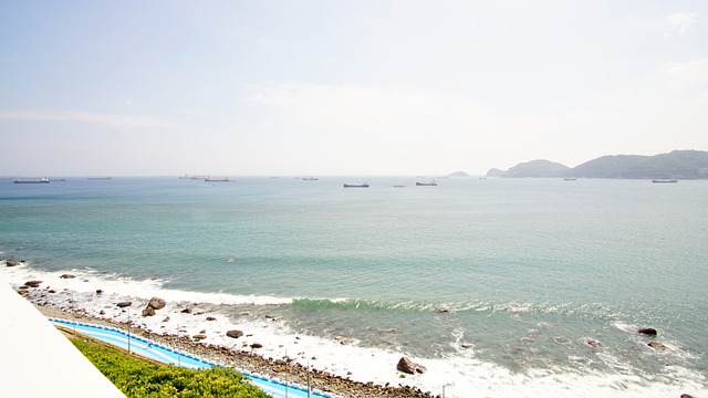Oceano, Horizonte, Costa, Navio