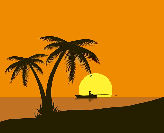Download free HD stock image of Lake Boat Free lake boat palm illustration
