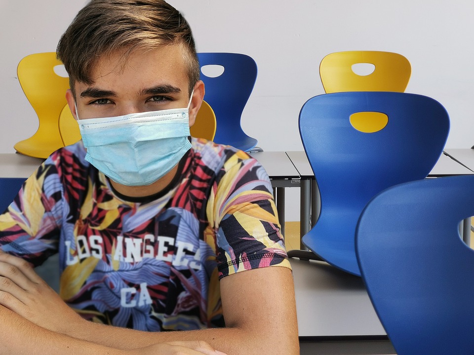 Estudante, Escola, Protetor Bucal, Máscara Facial