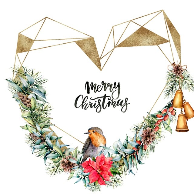 Free wreath heart flowers illustration