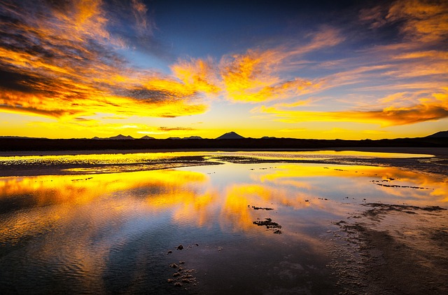 Sonnenuntergang, Berge, See, Landschaft
