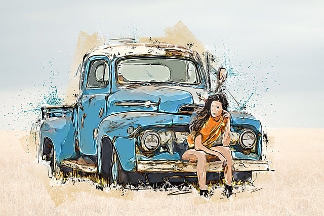 Free truck vehicle woman illustration