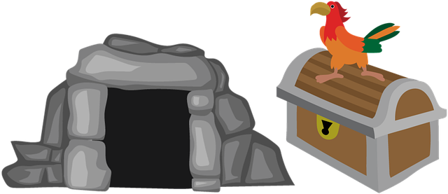 Free cave treasure chest illustration