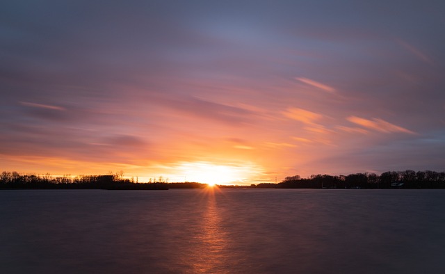 Pôr Do Sol, Sol, Céu, Noite, Lago, Agua