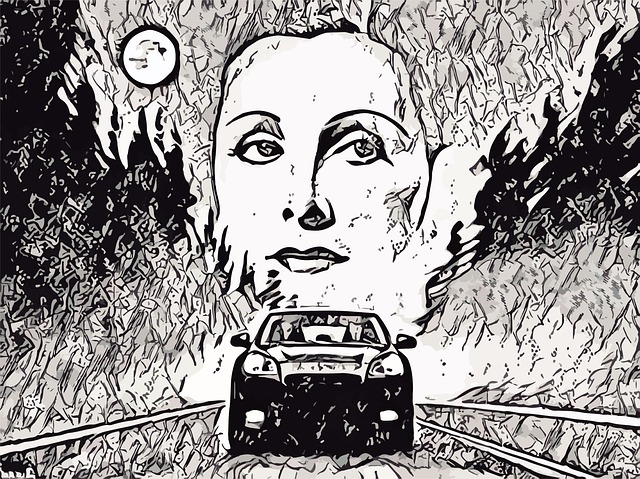 Free car woman moon illustration