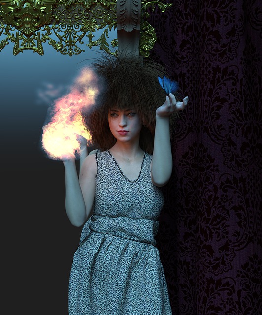 Free woman flame butterfly illustration