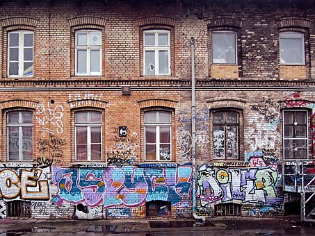 Facade, Vinduer, Væg, Graffiti