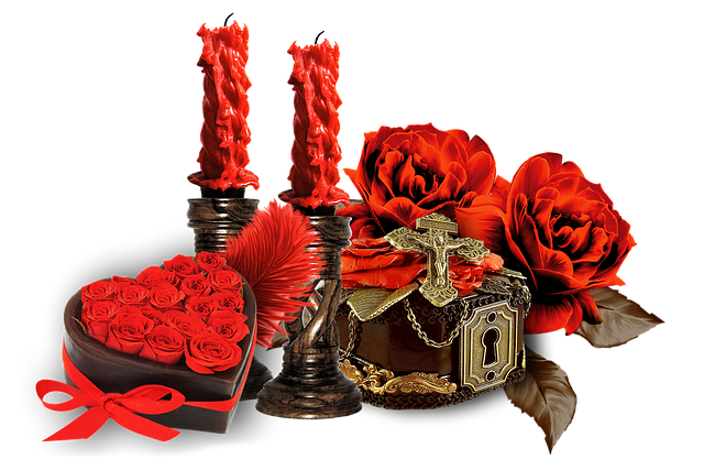 Free candles roses antique illustration