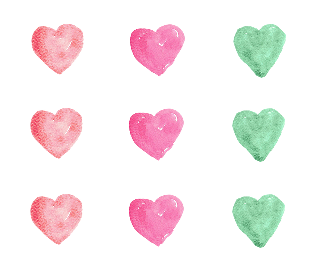 Hjerter, Akvarell, Mønster, Design