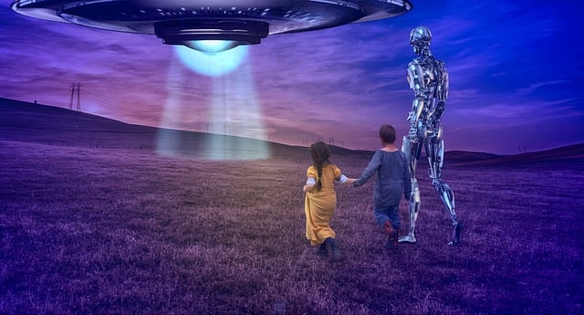 Free children ufo robot illustration