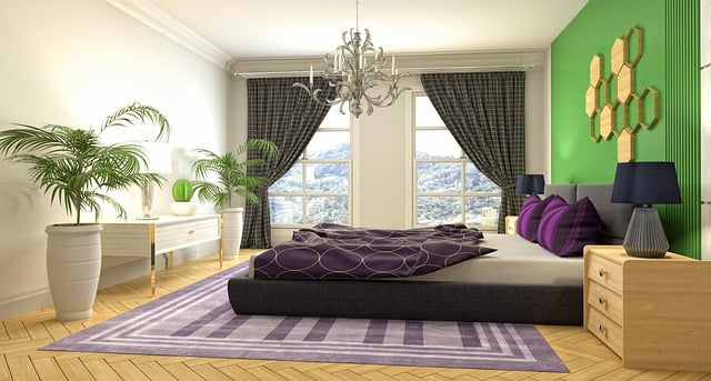 Free bedroom interior design 3d rendered illustration
