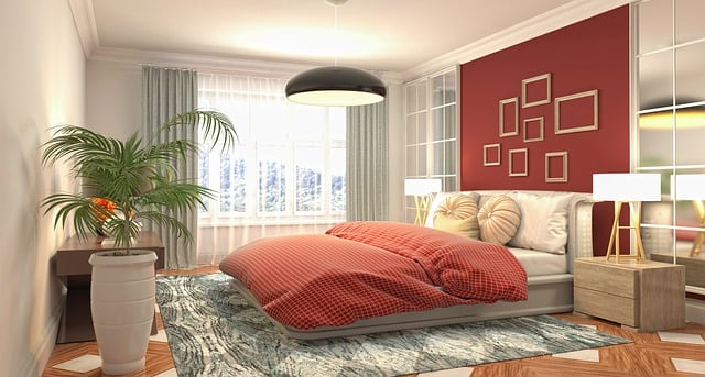 Free bedroom interior design 3d rendered illustration
