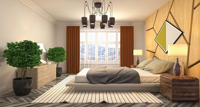 Free bedroom interior design 3d rendered illustration