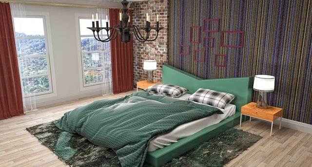 Free bedroom interior design 3d rendered illustration