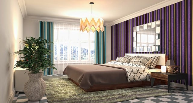 Free bedroom interior design 3d rendered illustration